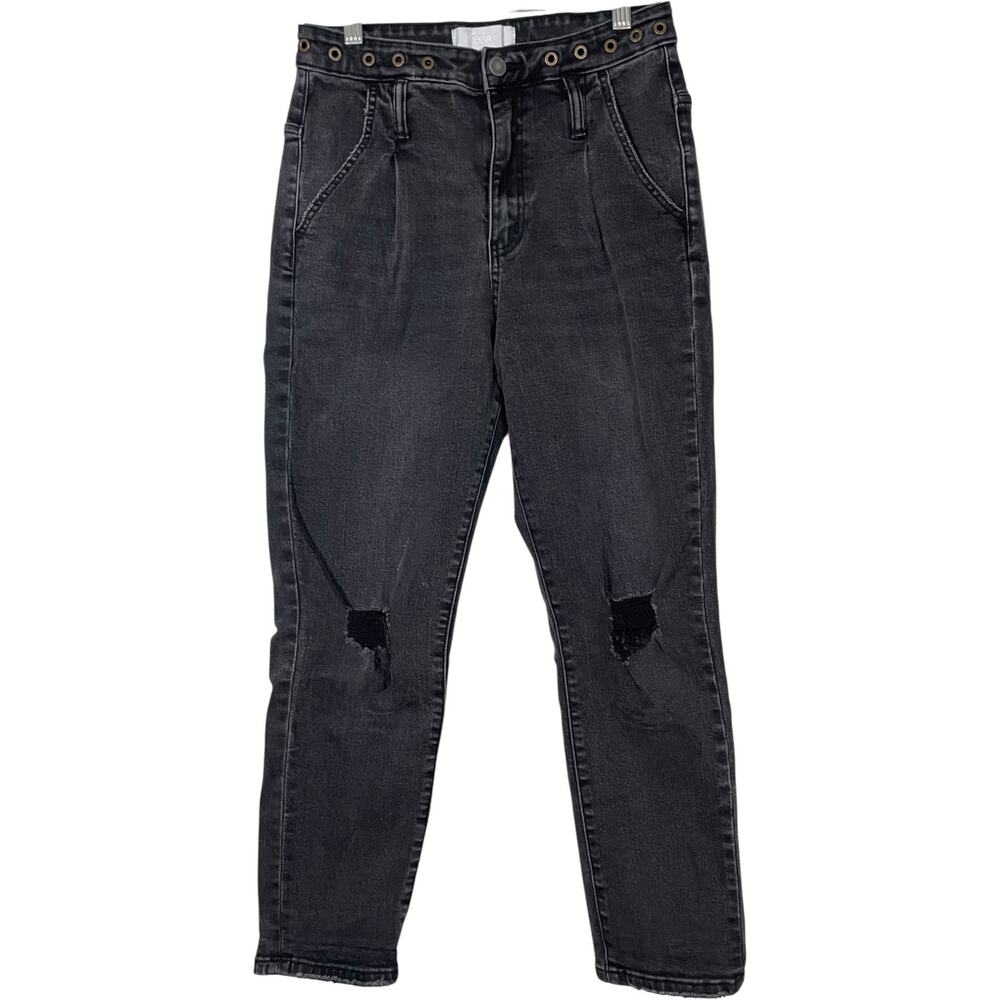 VERVET BLUE Black Studded Distressed Ankle Jeans      Size: 28